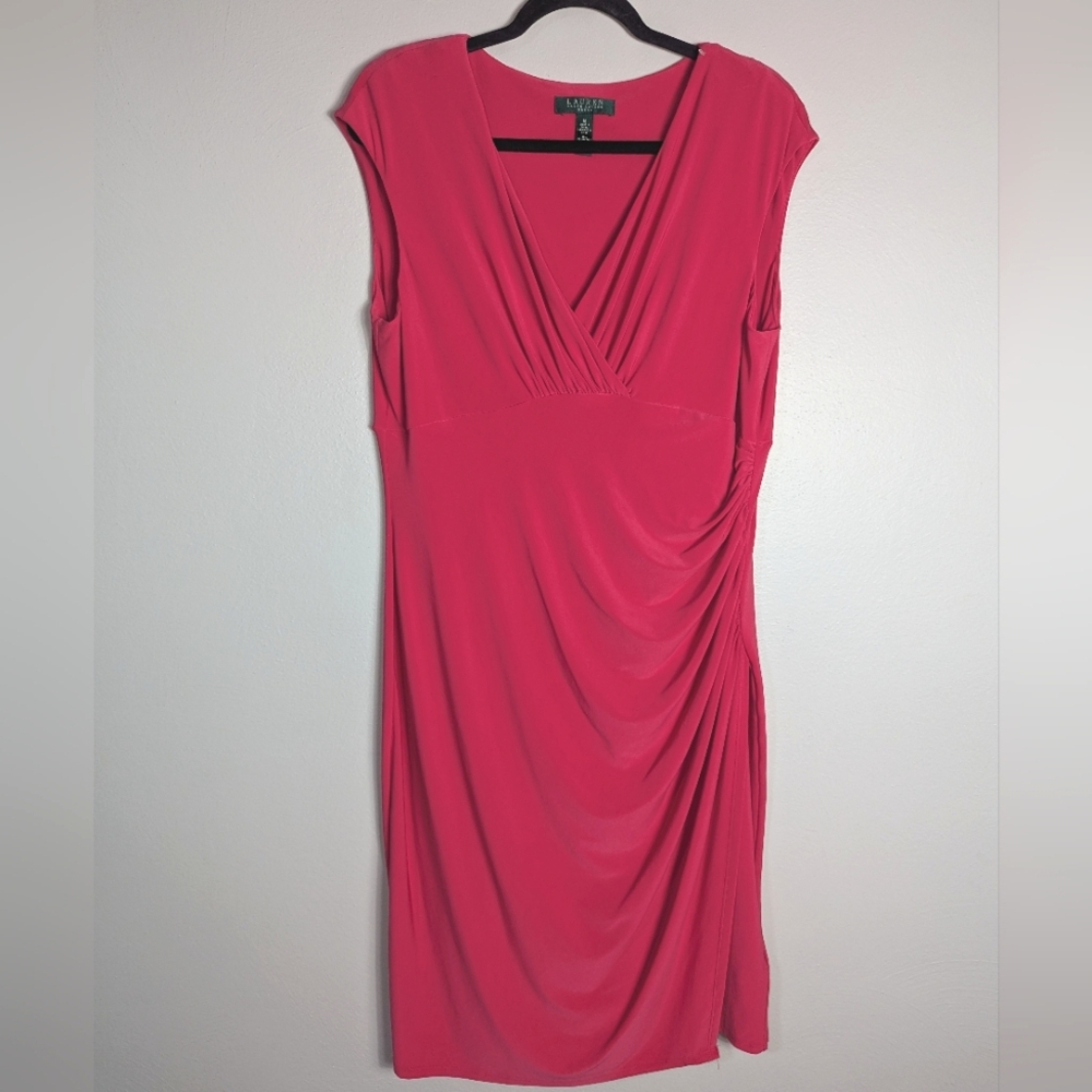 16 Lauren Ralph Lauren Pink Ruched Sheath Dress
